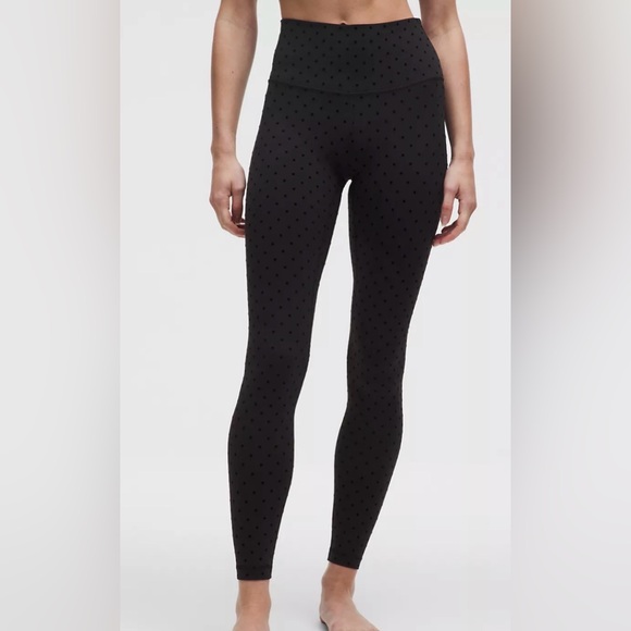 NWT Lululemon Polka Flock Black Align High Rise Pant 28” Legging Size 6 - Picture 3 of 11